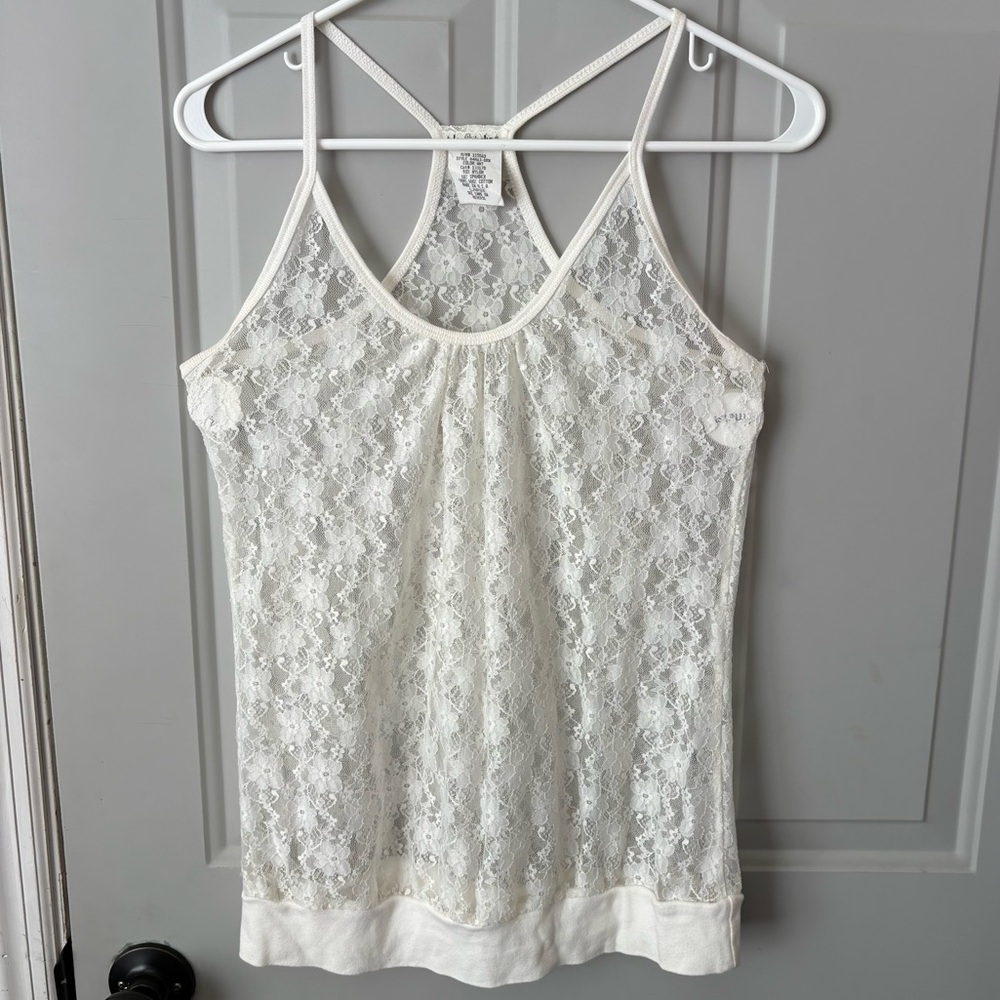 Vintage Paper Tag Love Rocks Ivory Lace Racerback Camisole
